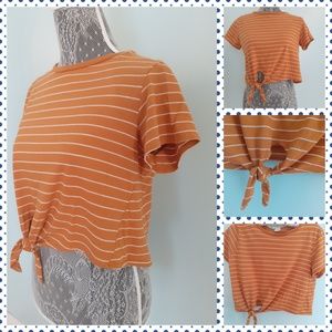 ATTICUTE Cropped Striped Shirt